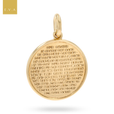 9ct Yellow Gold Lords Prayer Round Disc Pendant