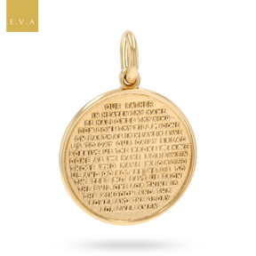 9ct Yellow Gold Lords Prayer Round Disc Pendant