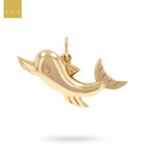 9ct Yellow Gold Hollow Dolphin Pendant