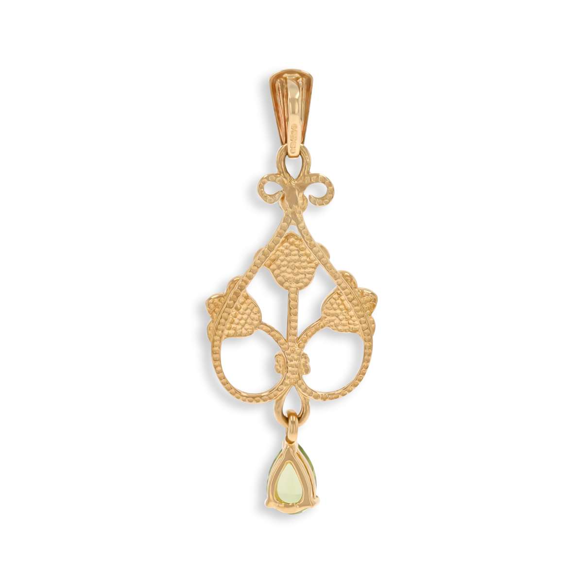9ct Yellow Gold Peridot & Pearl Set Lily of The Valley Pendant