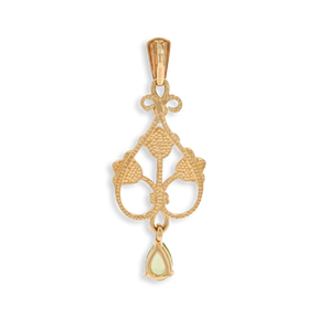9ct Yellow Gold Peridot & Pearl Set Lily of The Valley Pendant