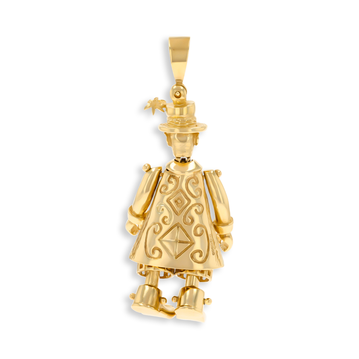 9ct Yellow Gold Clown Moveable Cubic Zirconia Set Pendant