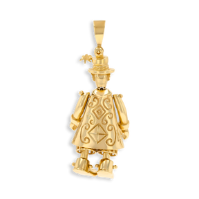 9ct Yellow Gold Clown Moveable Cubic Zirconia Set Pendant