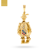 9ct Yellow Gold Clown Moveable Cubic Zirconia Set Pendant