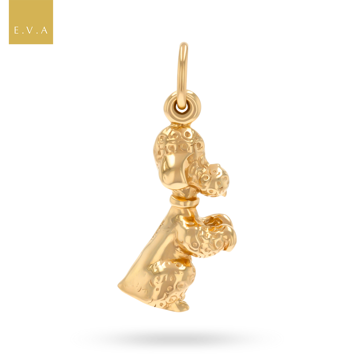 9ct Yellow Gold Solid Poodle Pendant