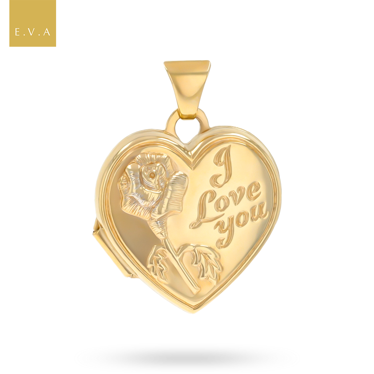 9ct Yellow Gold Heart Shaped Engraved I Love You Locket