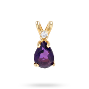 9ct Yellow Gold Amethyst & Diamond Set Pendant