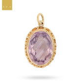 9ct Yellow Gold Oval Shaped Amethyst Scalloped Edge Pendant