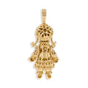 9ct Yellow Gold Ragdoll Moveable Cubic Zirconia Set Pendant