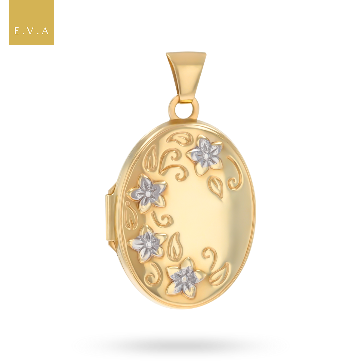 9ct Yellow Gold Oval Floral Locket