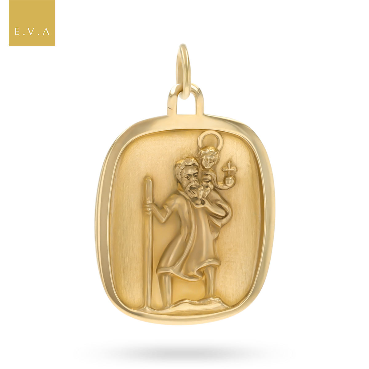 9ct Yellow Gold Rectangular St Christopher Pendant By Georg Jensen