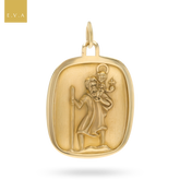 9ct Yellow Gold Rectangular St Christopher Pendant By Georg Jensen