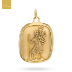 9ct Yellow Gold Rectangular St Christopher Pendant By Georg Jensen