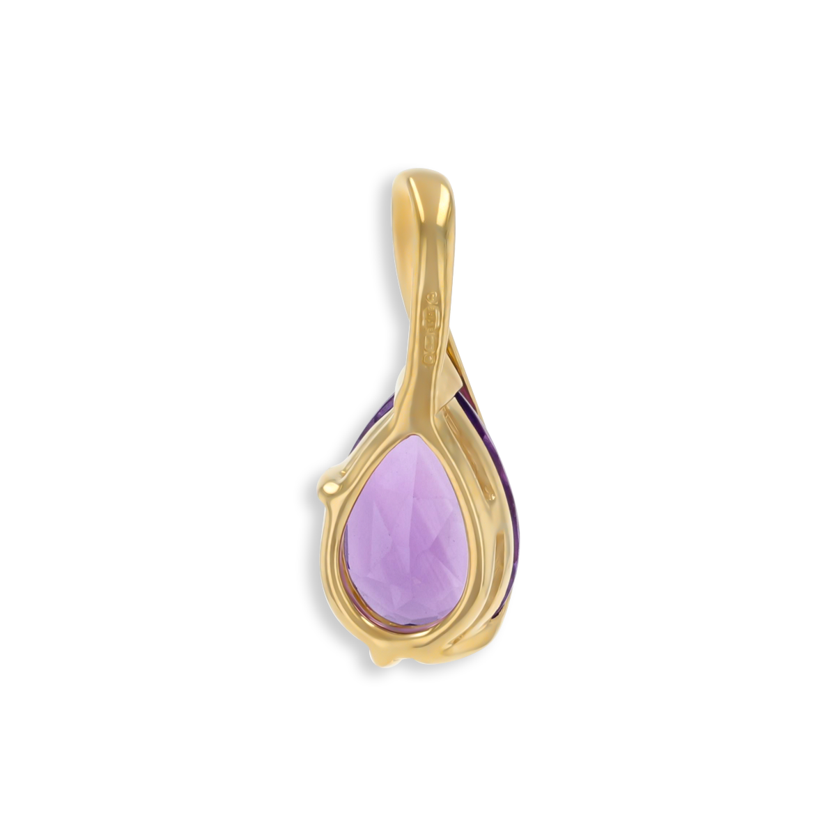 9ct Yellow Gold Pear Shaped Amethyst Coiled Pendant