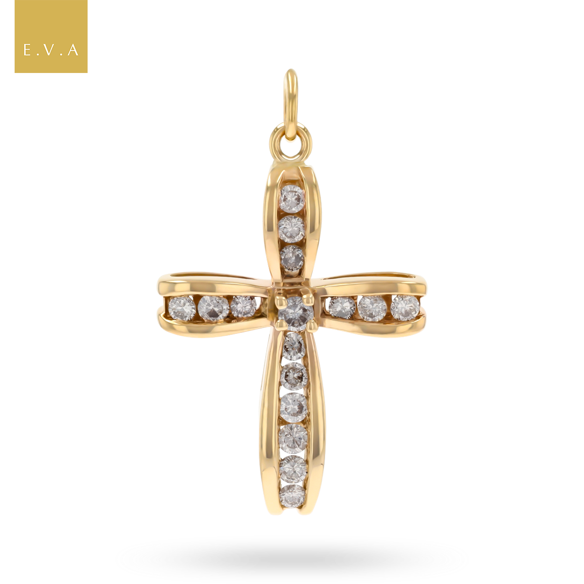 9ct Yellow Gold 1.00ctw Diamond Set Cross Pendant