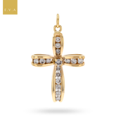 9ct Yellow Gold 1.00ctw Diamond Set Cross Pendant