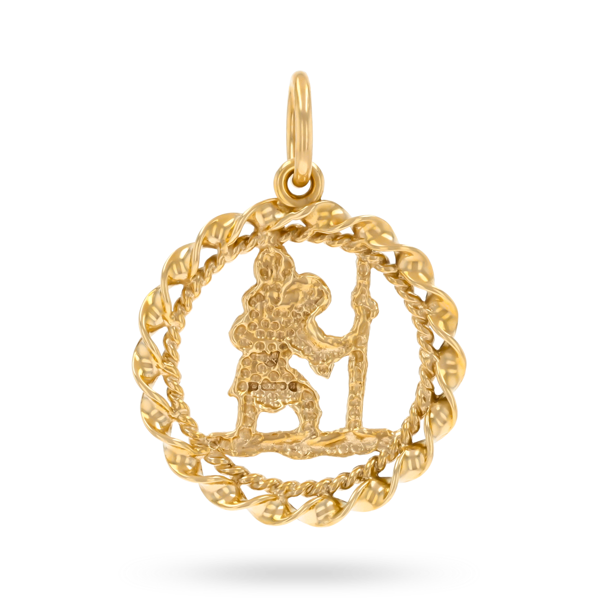 9ct Yellow Gold Openwork Rope Edge St Christopher Pendant