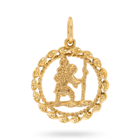 9ct Yellow Gold Openwork Rope Edge St Christopher Pendant