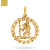 9ct Yellow Gold Openwork Rope Edge St Christopher Pendant