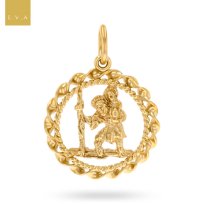 9ct Yellow Gold Openwork Rope Edge St Christopher Pendant