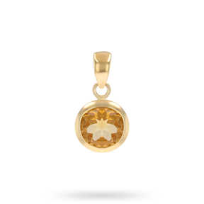 9ct Yellow Gold Round Shaped Citrine Bezel Set Pendant