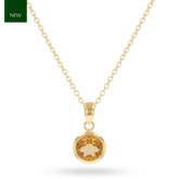 9ct Yellow Gold Round Shaped Citrine Bezel Set Pendant & Chain