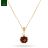 9ct Yellow Gold Round Shaped Garnet Bezel Set Pendant with Chain