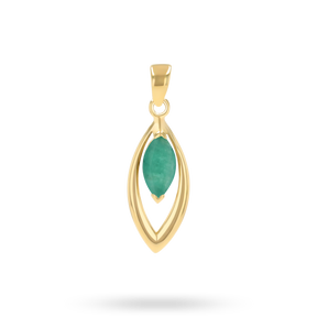 9ct Yellow Gold Marquise Shaped Emerald Navette Pendant