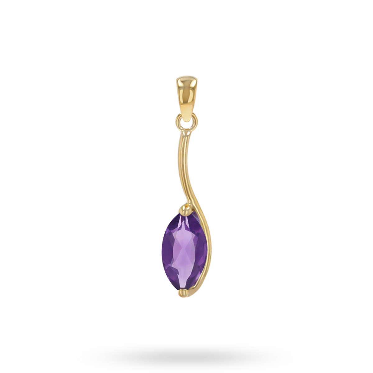 9ct Yellow Gold Marquise Shaped Amethyst Pendant