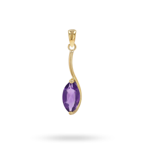 9ct Yellow Gold Marquise Shaped Amethyst Pendant