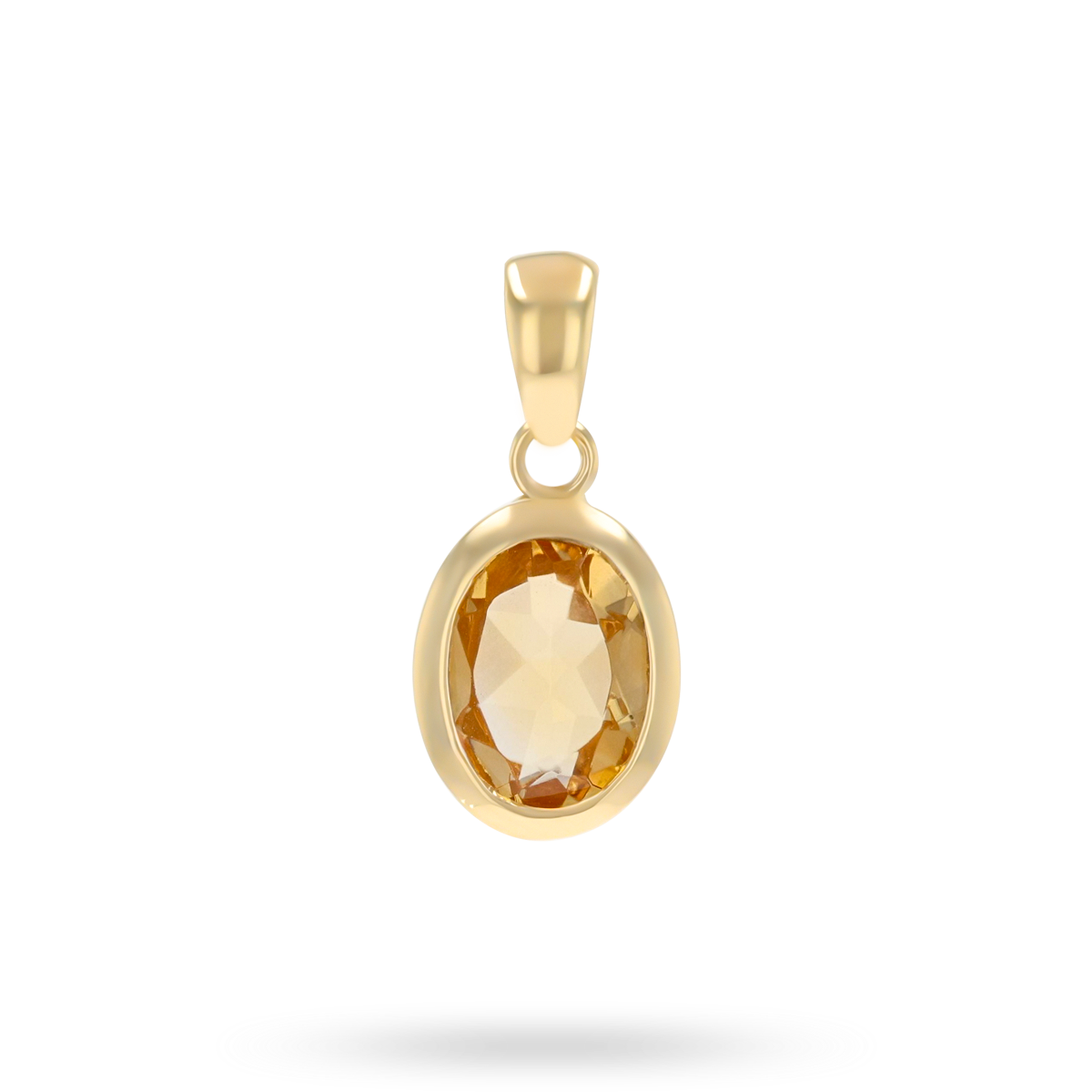 9ct Yellow Gold Oval Shaped Citrine Bezel Set Pendant