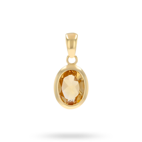 9ct Yellow Gold Oval Shaped Citrine Bezel Set Pendant