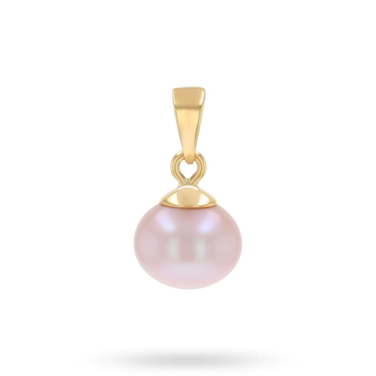 9ct Yellow Gold Pink Freshwater Pearl Round Pendant