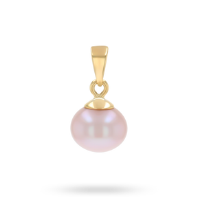 9ct Yellow Gold Pink Freshwater Pearl Round Pendant