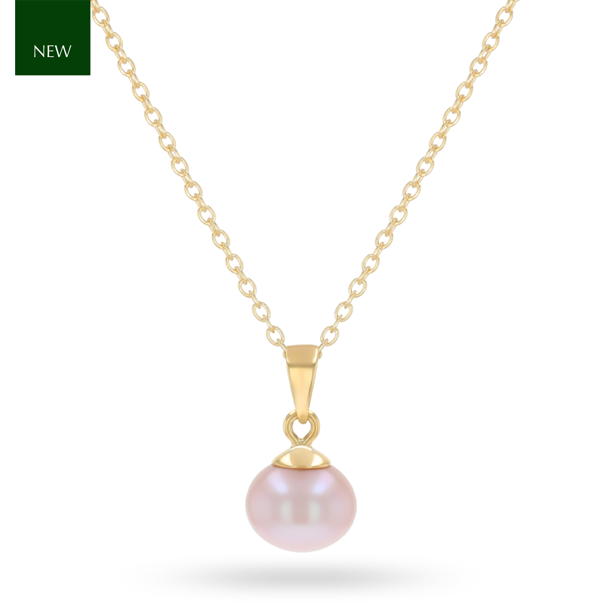 9ct Yellow Gold Pink Freshwater Pearl Round Pendant