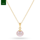 9ct Yellow Gold Pink Freshwater Pearl Round Pendant