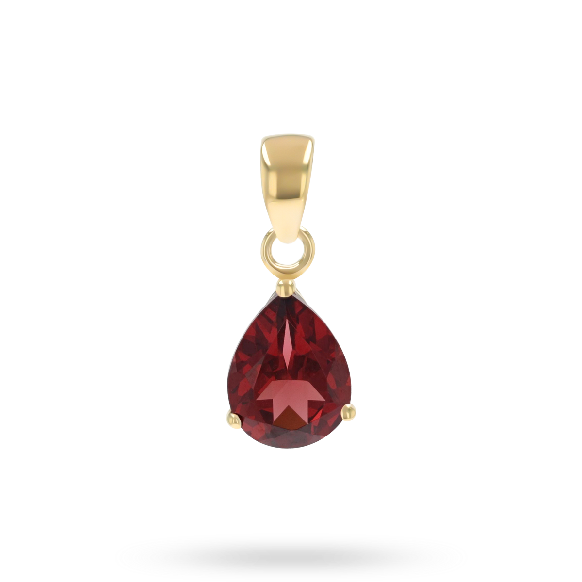 9ct Yellow Gold Pear Shaped Garnet Claw Set Pendant