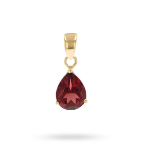 9ct Yellow Gold Pear Shaped Garnet Claw Set Pendant