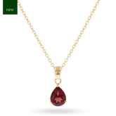 9ct Yellow Gold Pear Shaped Garnet Claw Set Pendant with Chain