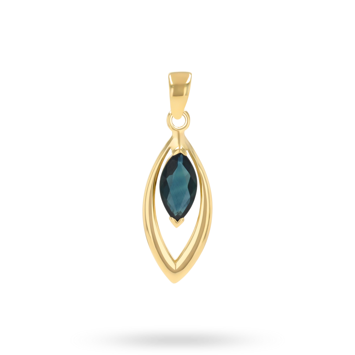 9ct Yellow Gold Marquise Shaped Sapphire Navette Pendant