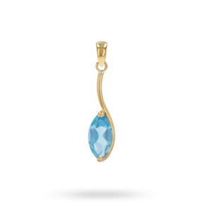 9ct Yellow Gold Marquise Shaped Blue Topaz Pendant