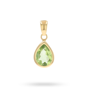 9ct Yellow Gold Pear Shaped Peridot Bezel Set Pendant