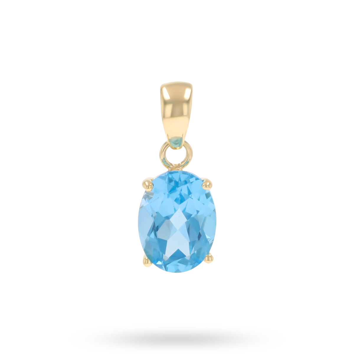 9ct Yellow Gold Oval Shaped Blue Topaz Claw Set Pendant