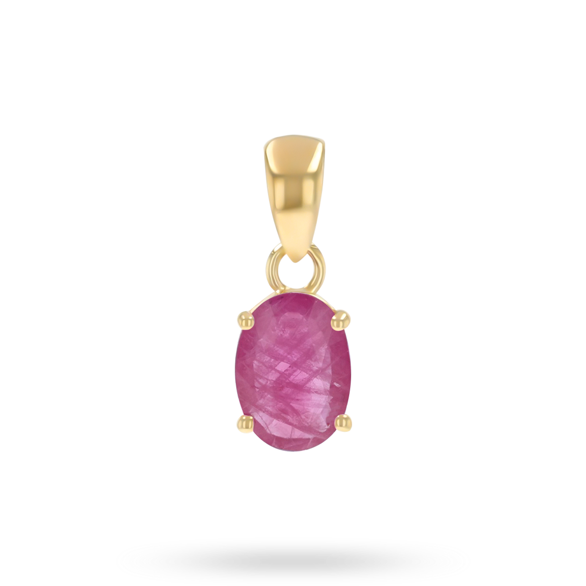 9ct Yellow Gold Oval Shaped Ruby Claw Set Pendant
