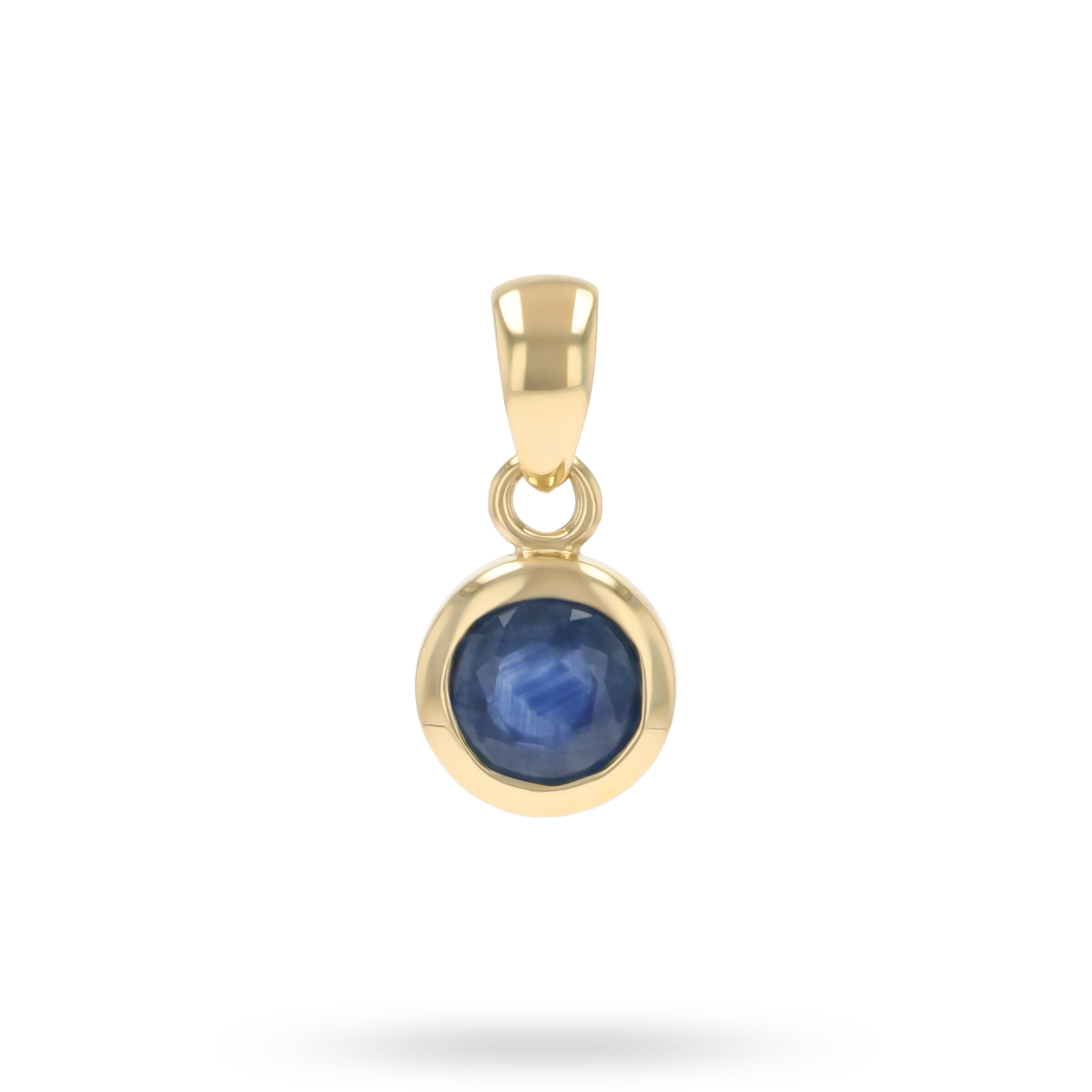 9ct Yellow Gold Round Shaped Sapphire Bezel Set Pendant