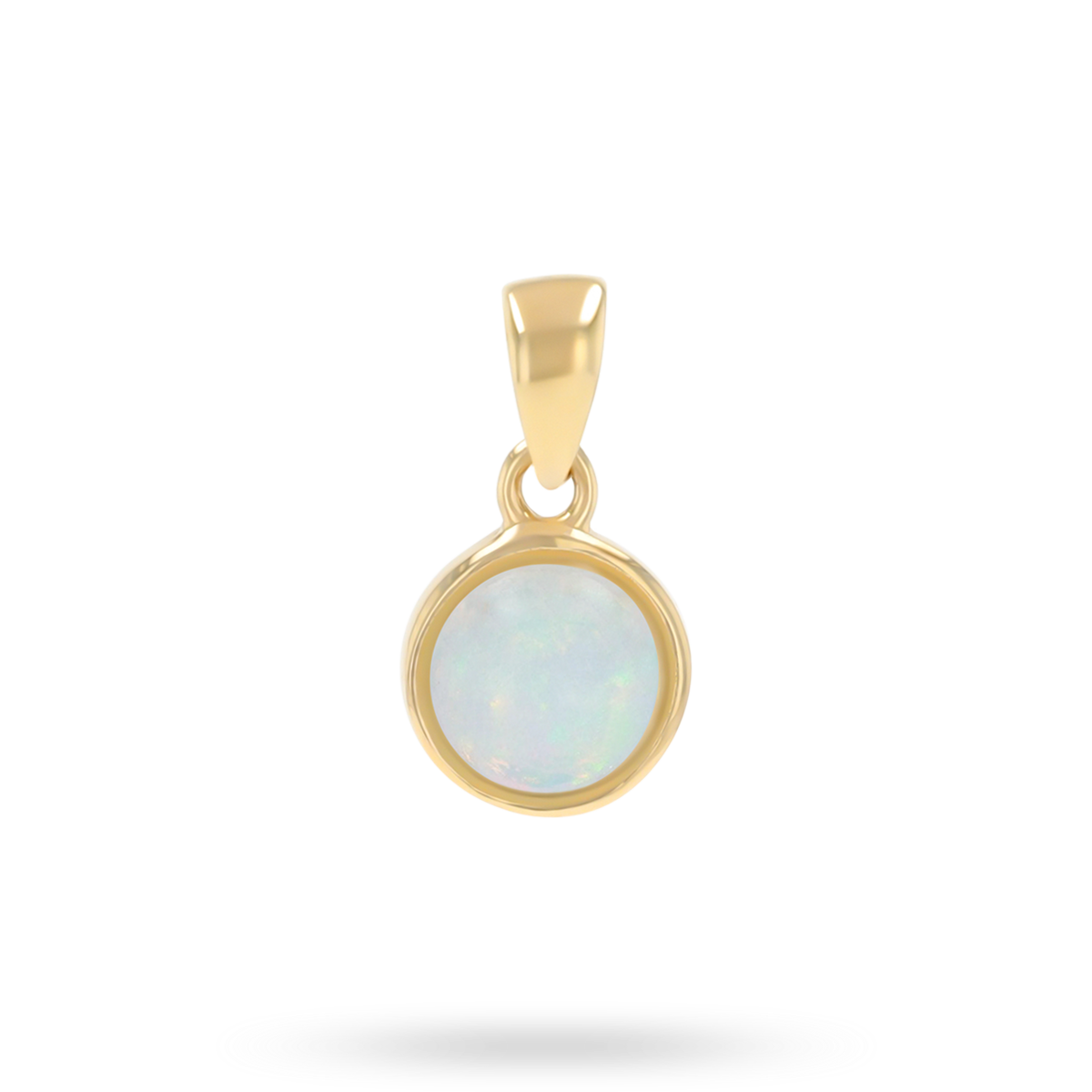 9ct Yellow Gold Round Shaped Opal Bezel Set Pendant