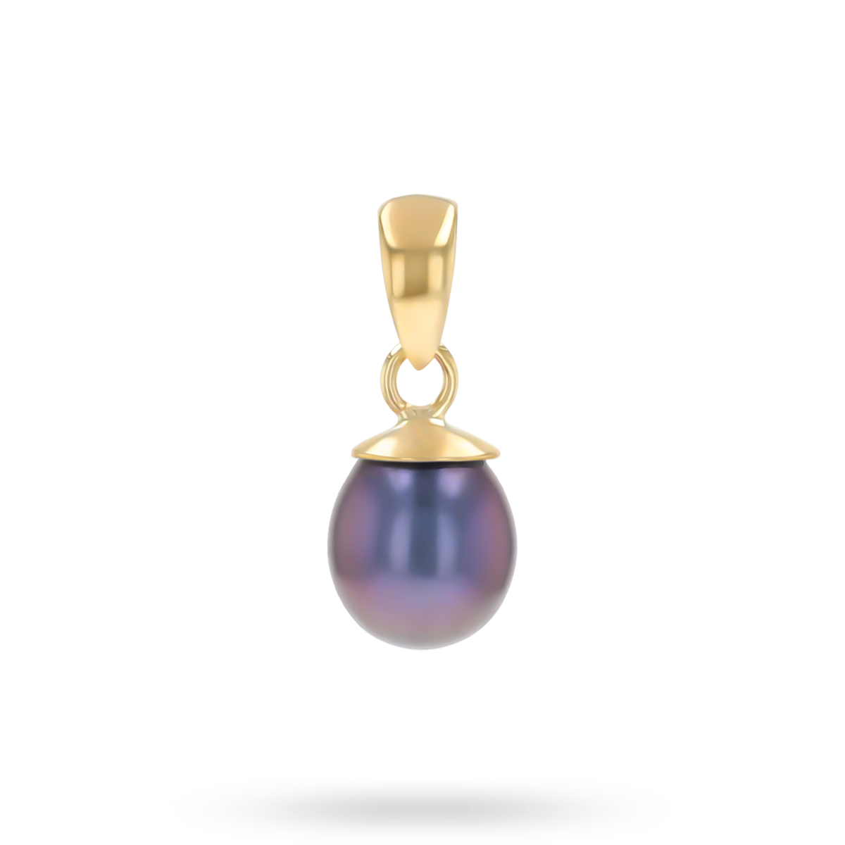 9ct Yellow Gold Black Freshwater Oval Pearl Pendant
