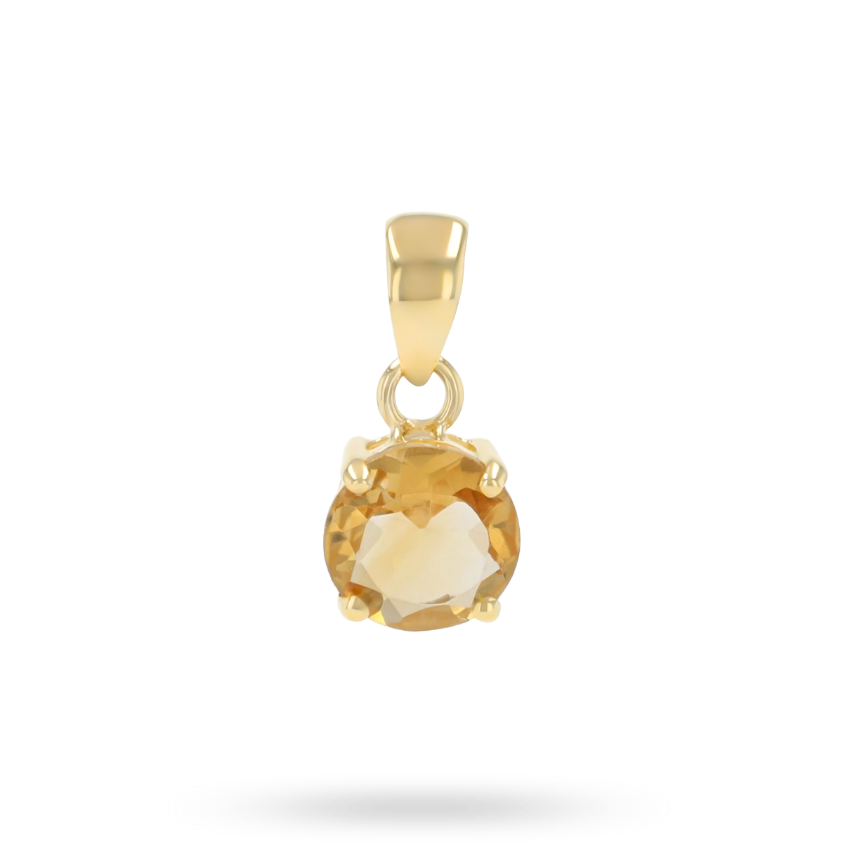 9ct Yellow Gold Round Shaped Citrine Claw Set Pendant