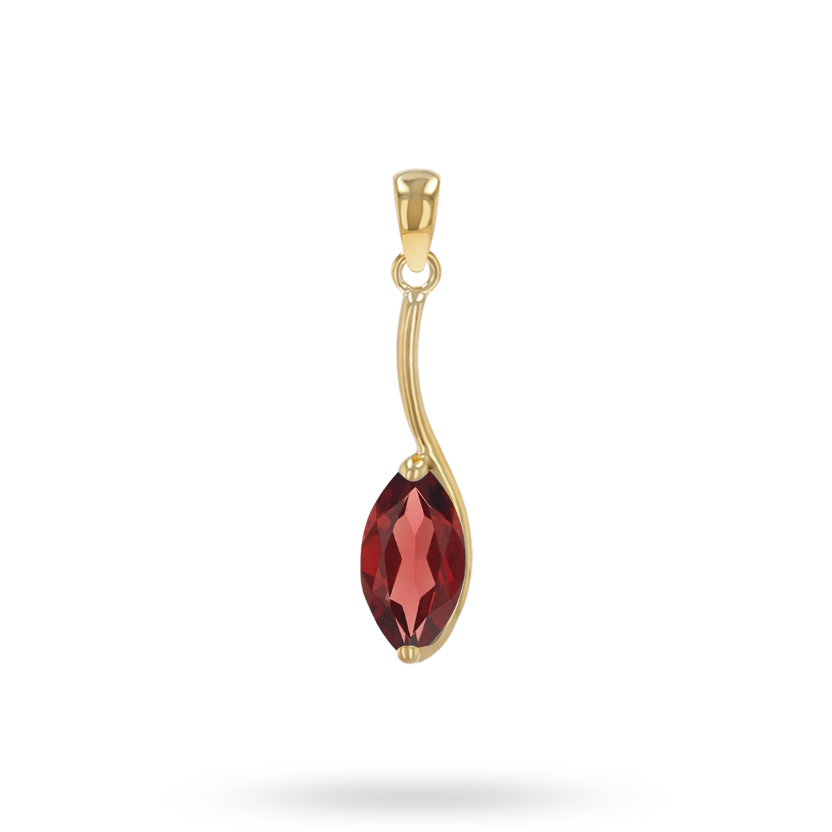 9ct Yellow Gold Marquise Shaped Garnet Pendant