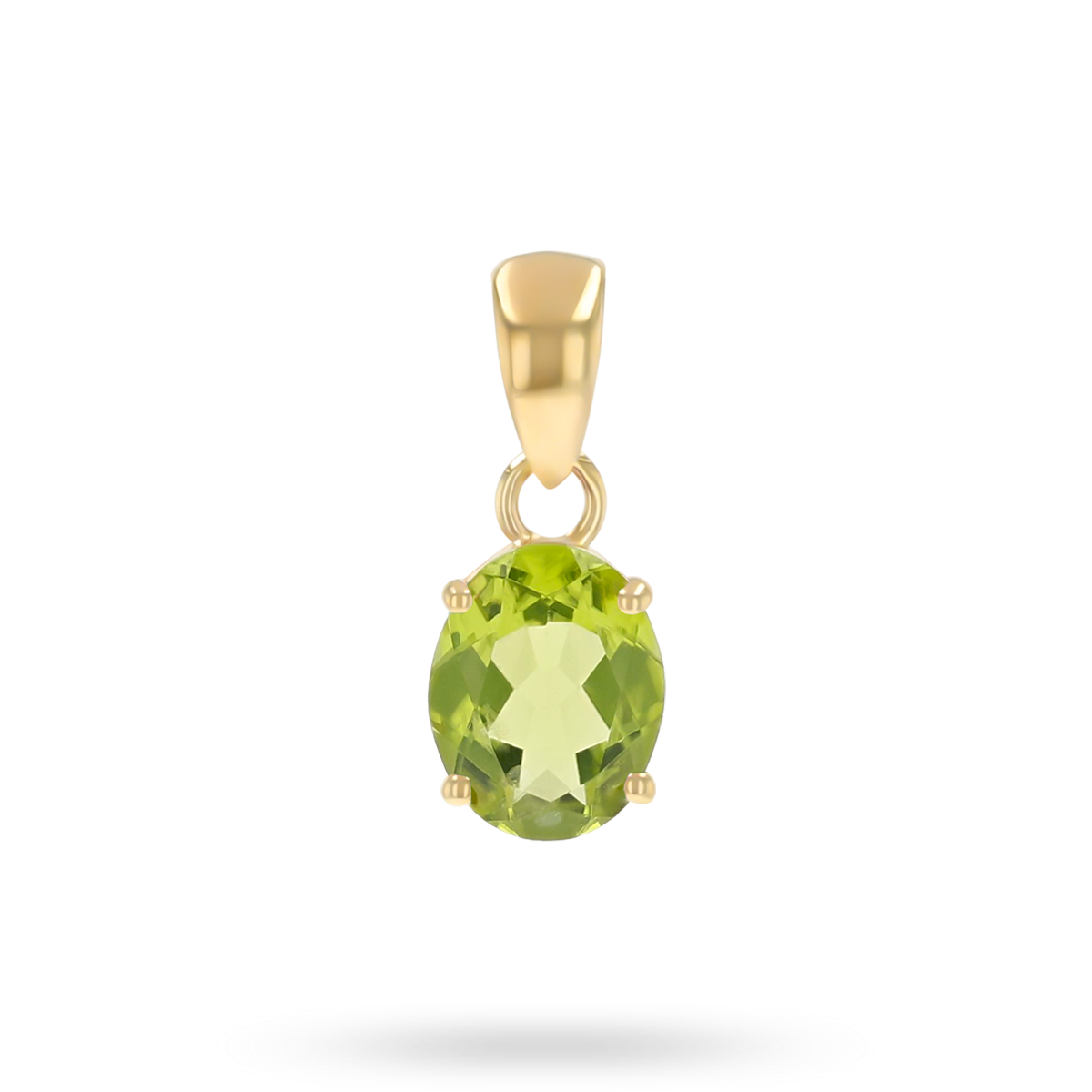 9ct Yellow Gold Oval Shaped Peridot Claw Set Pendant